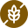 Small brown circle icon with wheat in the middle with a line through to symbolize gluten-free.