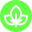 Small green circle icon with leaves in the middle to symbolize vegetarian.